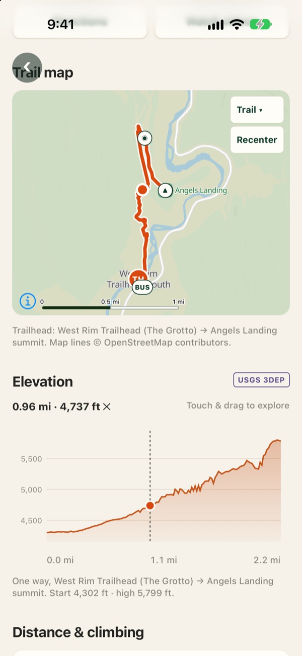 Trail map of a national park